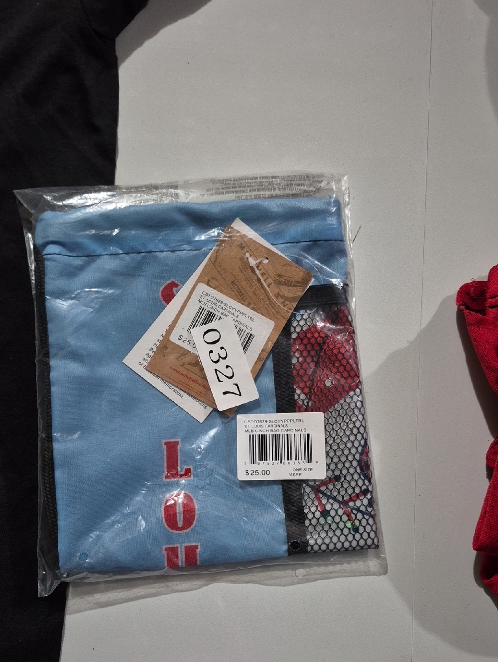 Mitchell & Ness Light Blue and Red Kids Drawstring Bag